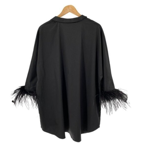 Tuckernuck NEW Black Feather Willow Collared Women's Poplin Blouse Top Size XS - Picture 8 of 13